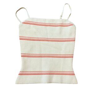 Aritzia Babaton XS Striped Knit Cami Tank Top Adjustable Straps Cream Coral Summ